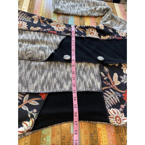 Anthropologie Luii S Button Front Mixed Media Jacket Cardigan Floral/ Knit Boho - Picture 13 of 14